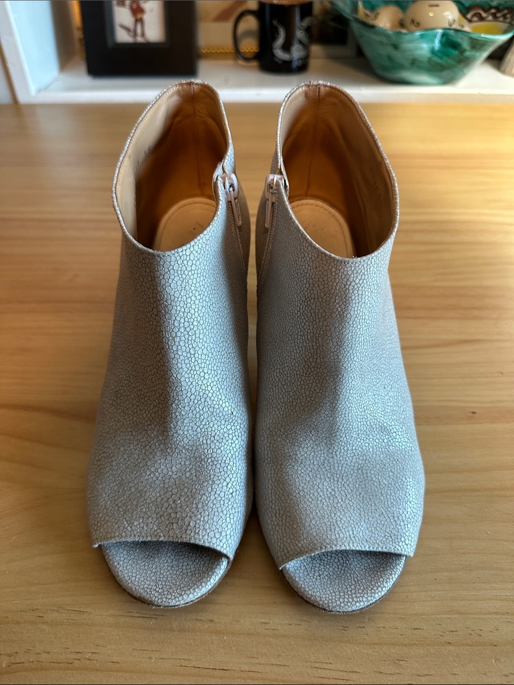 Maison Martin Margiela Peep-Toe Booties in Light Gray